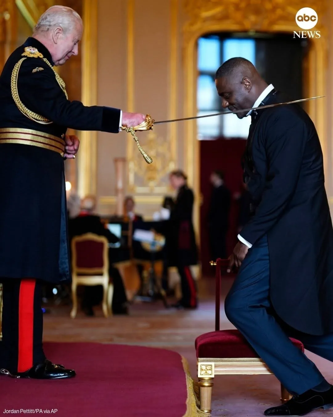 British actor Idris Elba knighted by King Charles III for services to young people