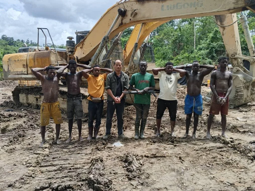 NAIMOS arrests Chinese national, 7 Ghanaians in Ashanti Illegal Mining crackdown