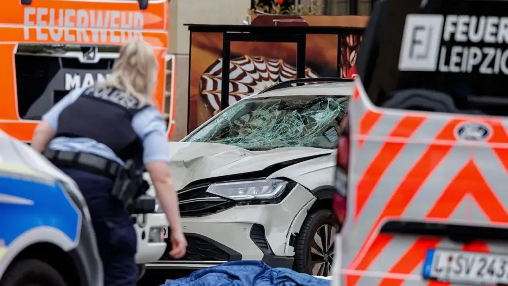Two killed and many injured after car driven into crowd in German city of Leipzig