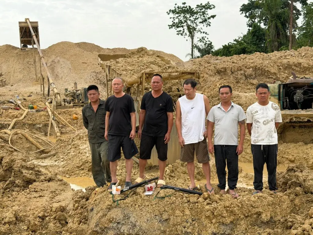 NAIMOS arrests 6 Chinese nationals in armed galamsey operation on Nyaase River