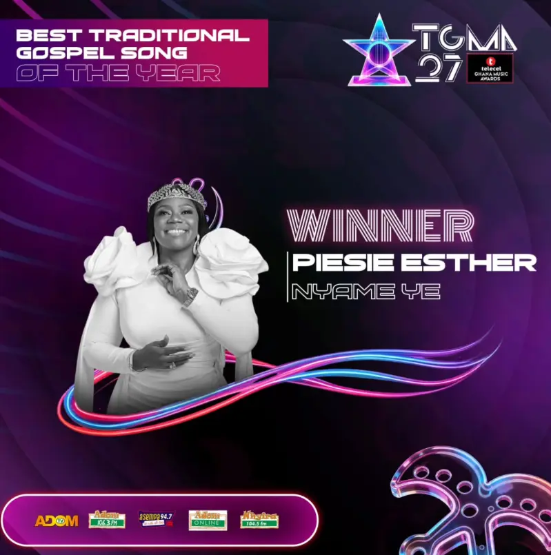 TGMA 27: Piesie Esther clinches Best Traditional Gospel Song with ‘Nyame Ye’