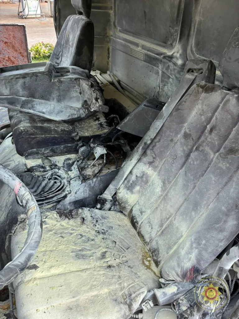 Fire destroys part of cargo truck near Konongo fuel station