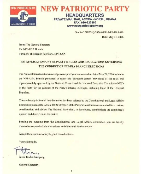 Internal dispute forces suspension of NPP-USA elections