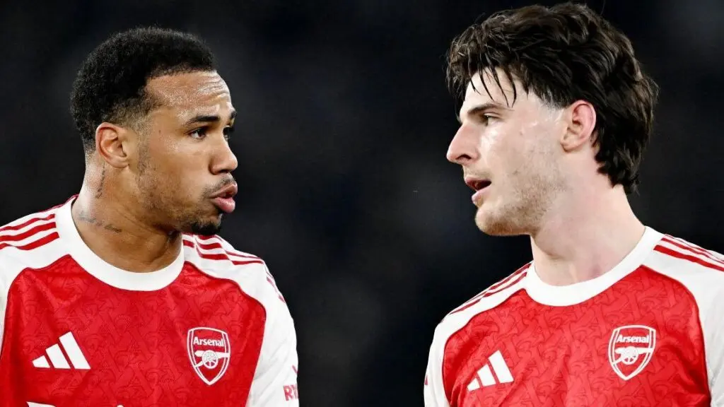 Arsenal’s Rice and Gabriel train before Lisbon trip