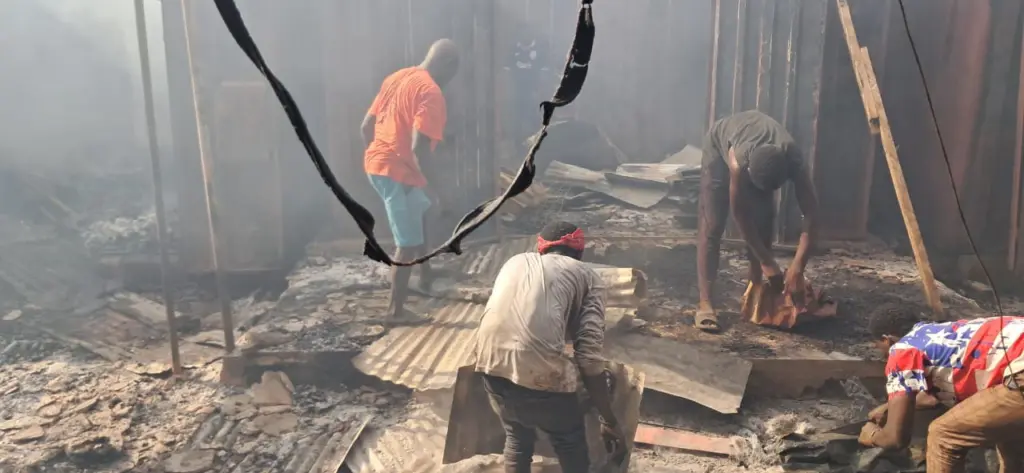 Fire ravages 18 container shops at Konongo Main Station