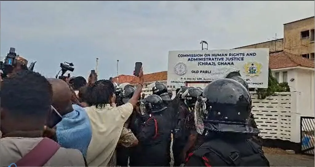 Security forces deployed to EOCO headquarters as supporters protest Dennis Miracles Aboagye’s arrest