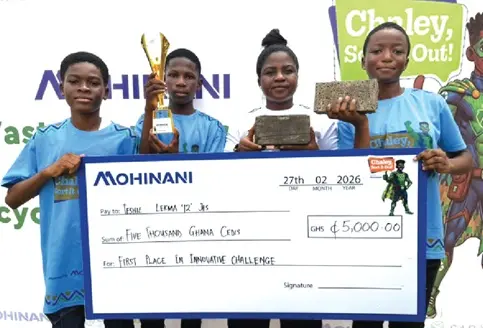 Ending plastic menace: Teshie LEKMA 12 transforms plastic into durable bricks to clinch top award
