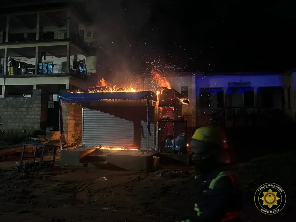 Midnight fire destroys container shop at Effiduase