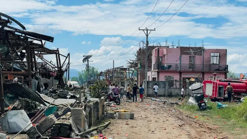 Huge blast kills dozens in rebel-held village in Myanmar