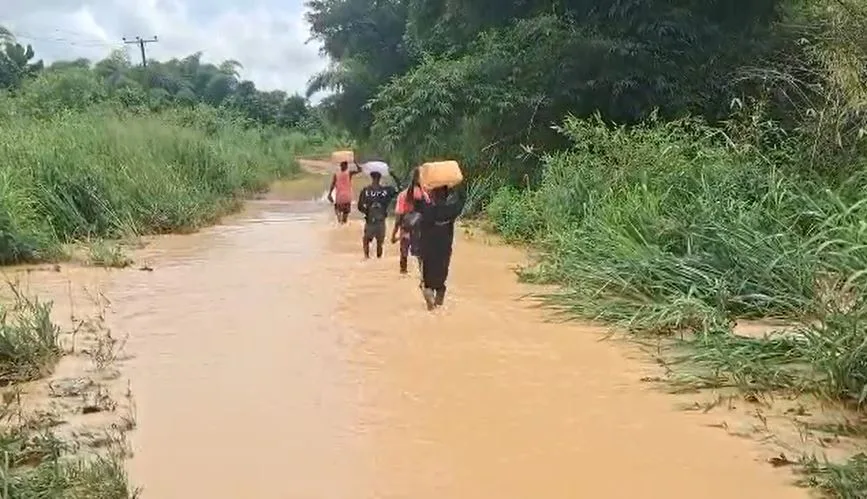 Illegal mining leaves Kyenkyenku–Akoase road flooded
