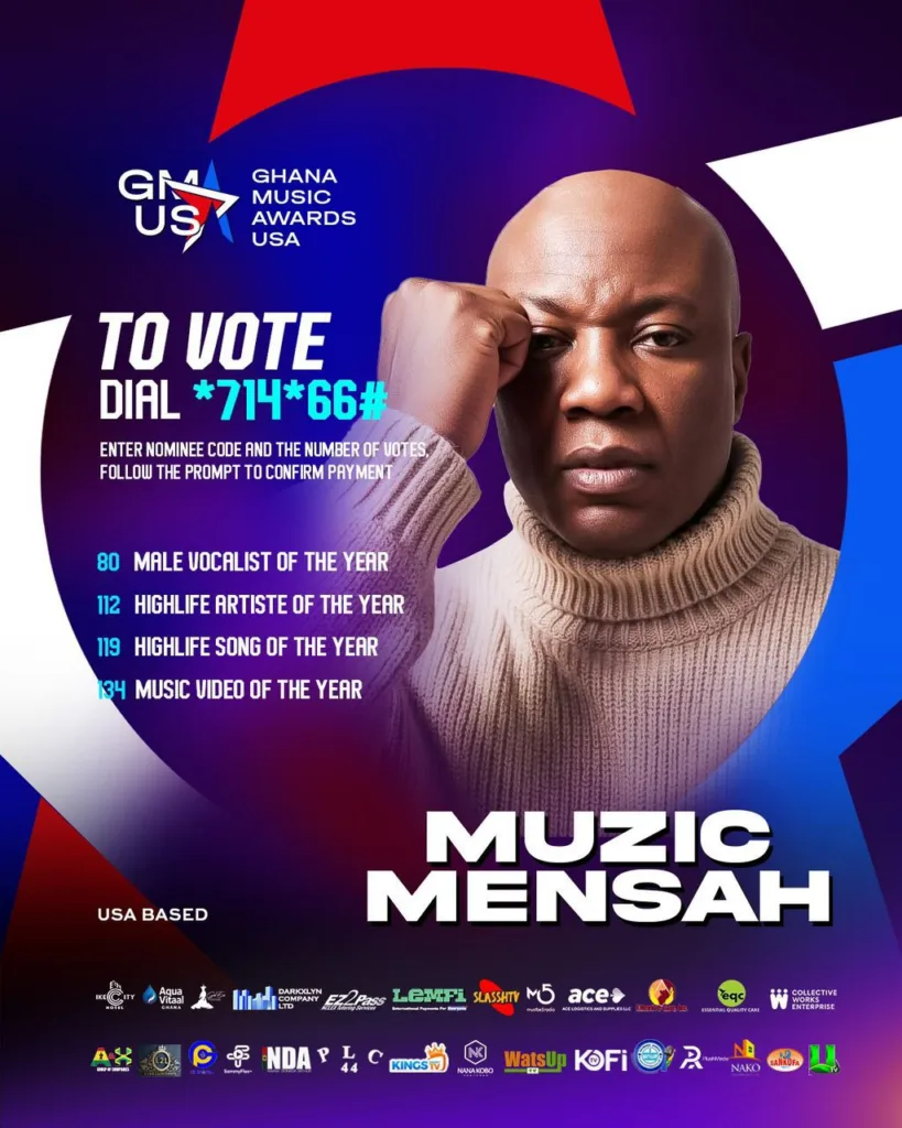 Muzic Mensah bags four nominations at the 2026 Ghana Music Awards USA