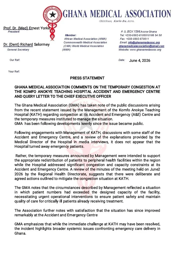 KATH emergency pressure managed, GMA questions CEO query letter
