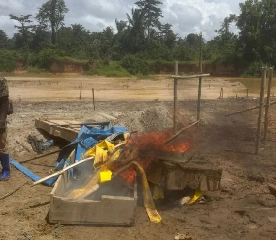 NAIMOS destroys illegal mining installations along Butre River in Western Region