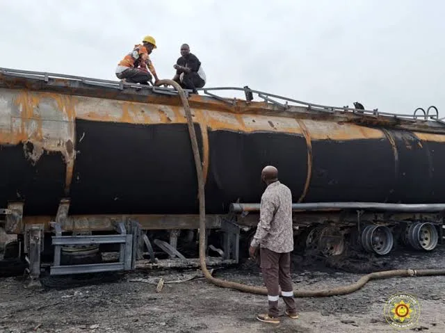 Disaster Averted as 50,000-Litre LPG Tanker Catches Fire on Accra–Tema Motorway