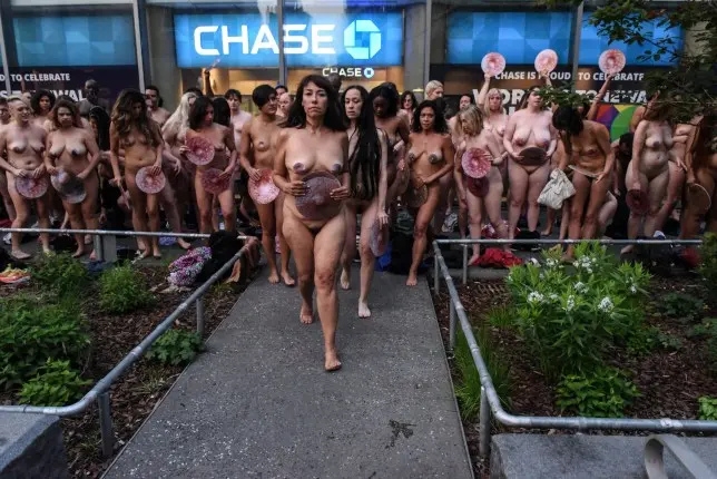 Dozens of women get naked outside Facebook’s New York office to protest nipple ban
